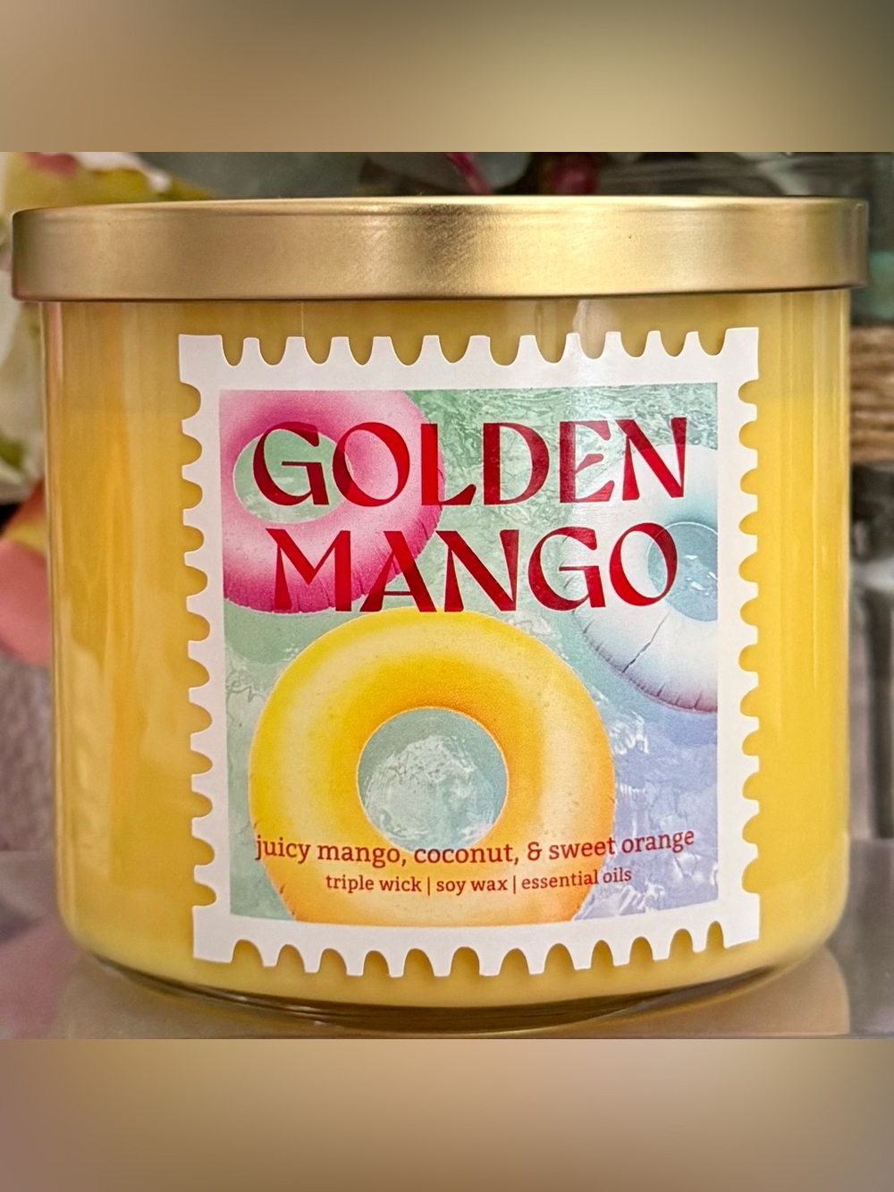 🆕🥭 DISTANT LANDS “GOLDEN MANGO” 3-WICK SCENTED SOY WAX CANDLE. BRAND NEW.
